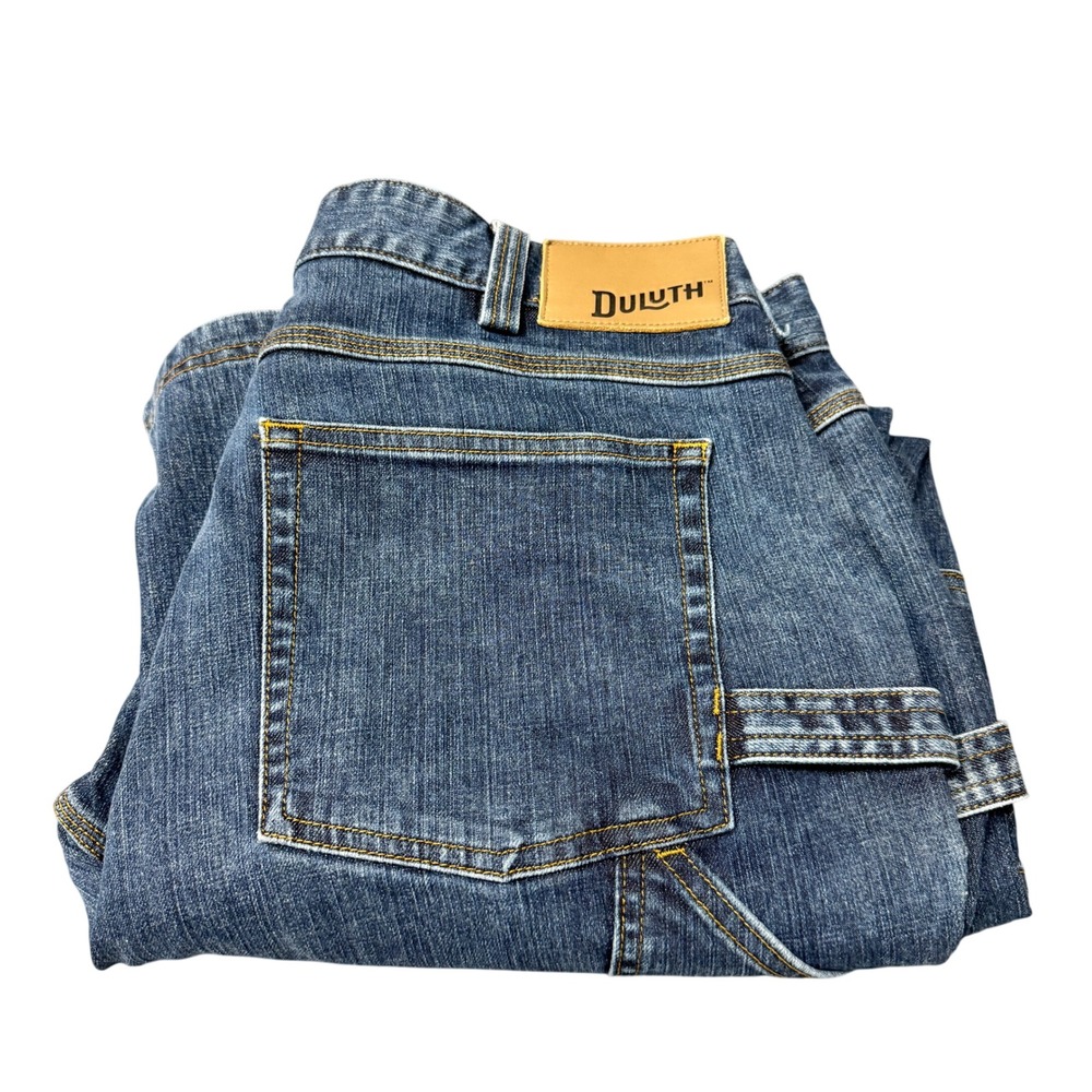 Duluth Jeans Mens 36x30 ACTUAL Flex Ballroom Relaxed Fit Blue Carpenter Denim